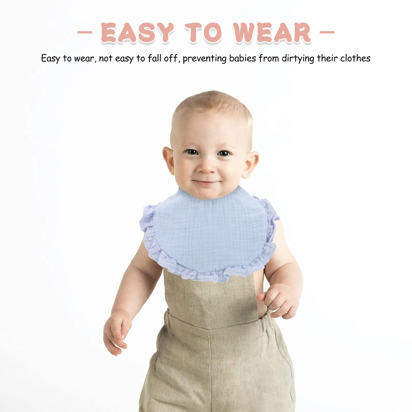 

2 шт. детских слюнявчиков-бандан из мягкой впитывающей марли для новорожденных, для кормления, прорезывания зубов, защиты одежды при выделении слюны и прогулках