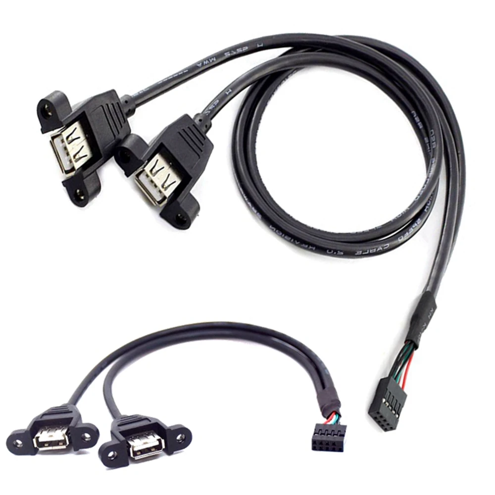 AF DuPont 2.54 terminal with ears, USB dual ear cable 9P to USB host built-in cable, dual female port motherboard cable