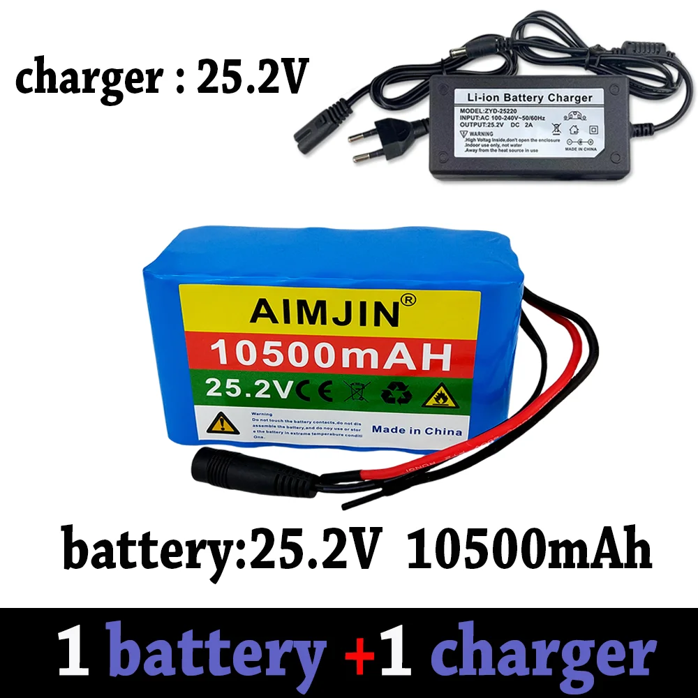 

6S3P 18650 Rechargeable Li-ion Battery Pack 25.2V 10500mAh Suitable for Electric Bikes and Mopeds Built-in BMS+25.2V 2A Charger