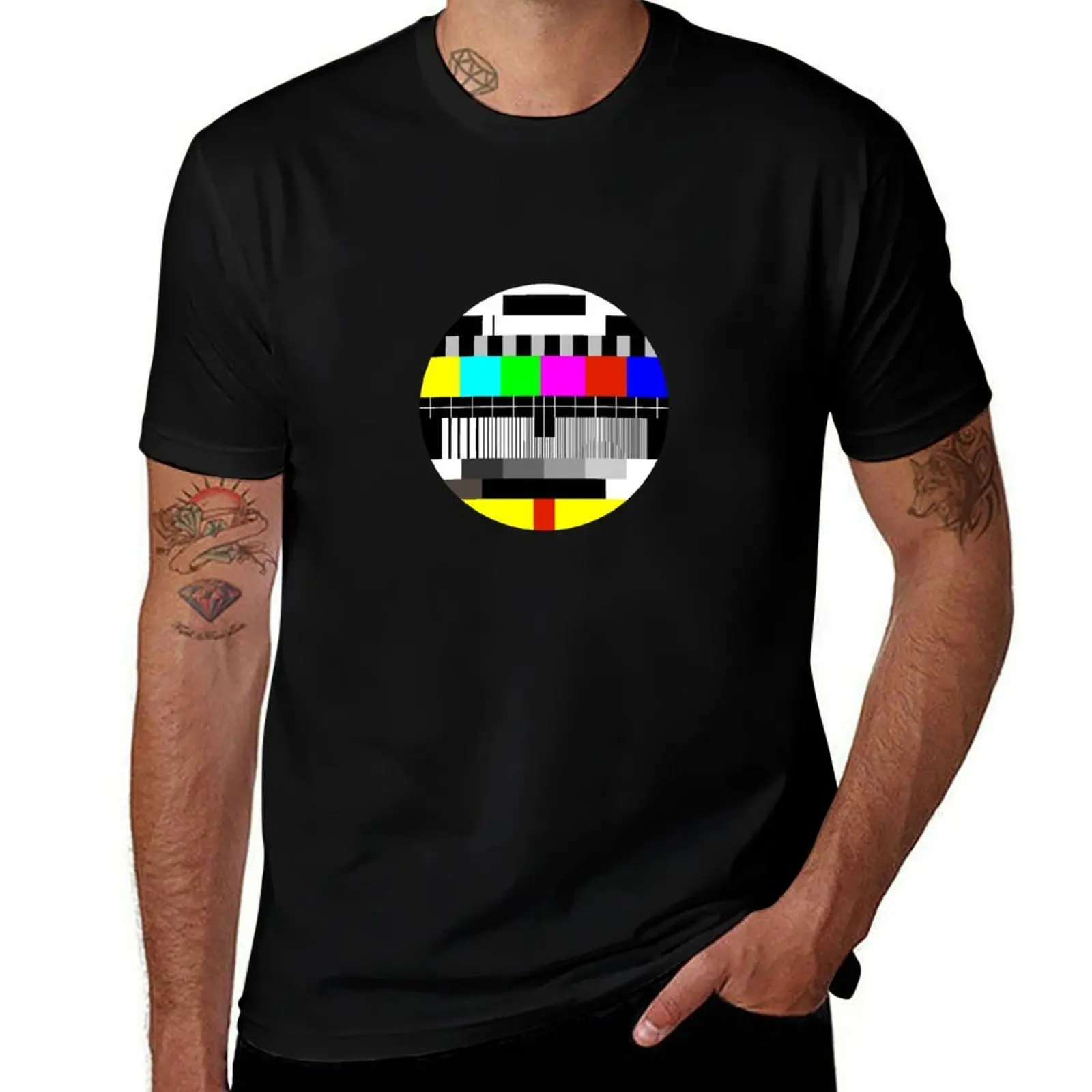 TV test card test pattern T-Shirt Daily Casual Short Sleeve Tee Shirt