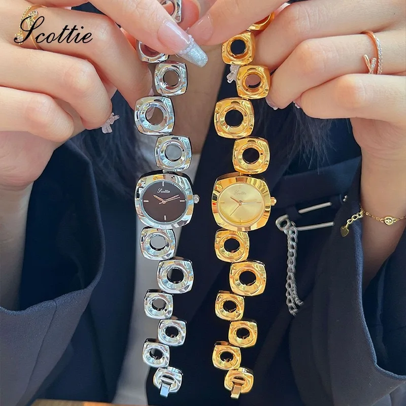 ساعات نسائية أنيقة سوار هيكل عظمي ساعات نسائية، ساعات مختارة راقية، هدايا نسائية، ساعات كوارتز عصرية. #1