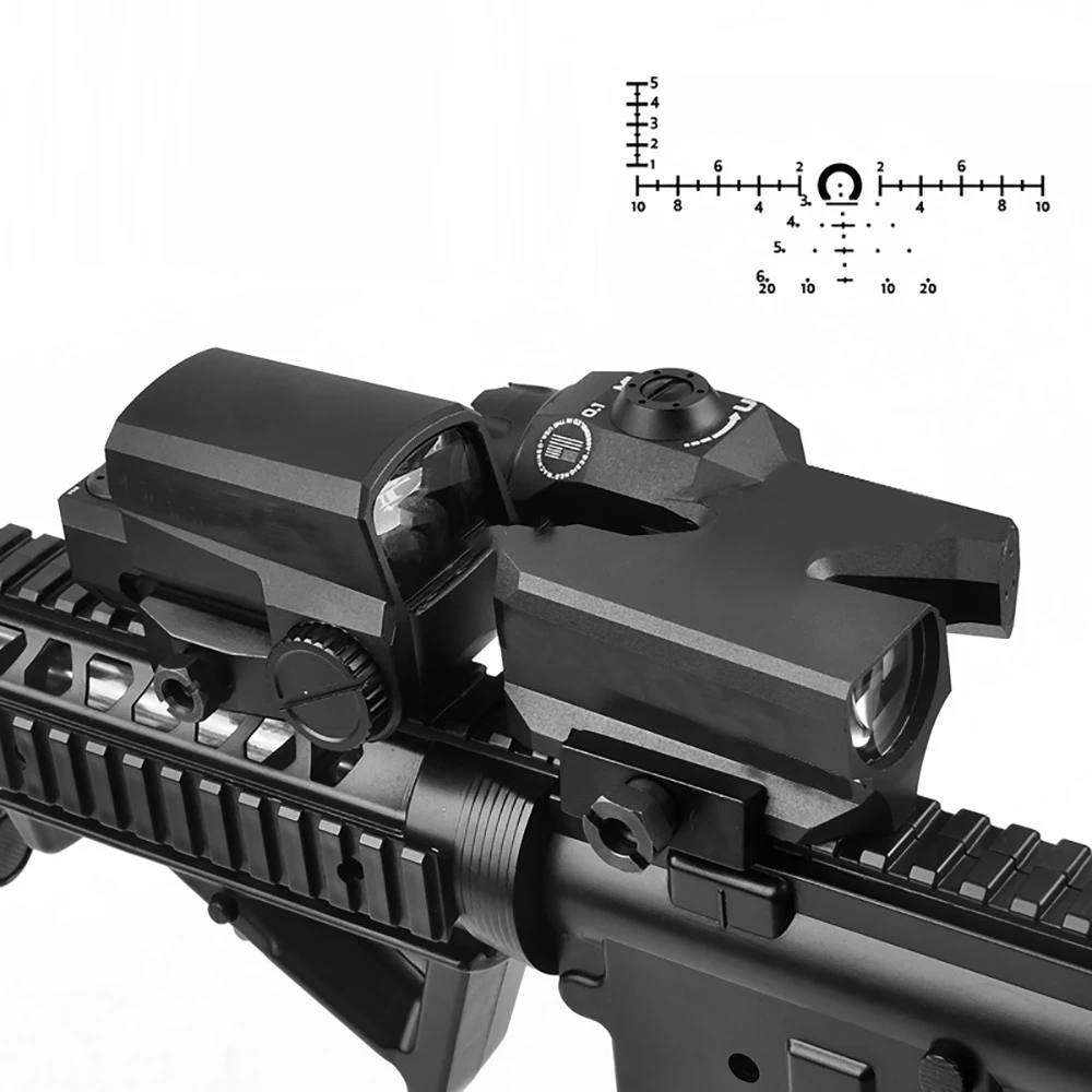 Tactical DEVO LCO Full Metal Combination Red Dot Sight Dual-Enhanced View Optic 6x Reticle Riflescope Magnifier Full Markings