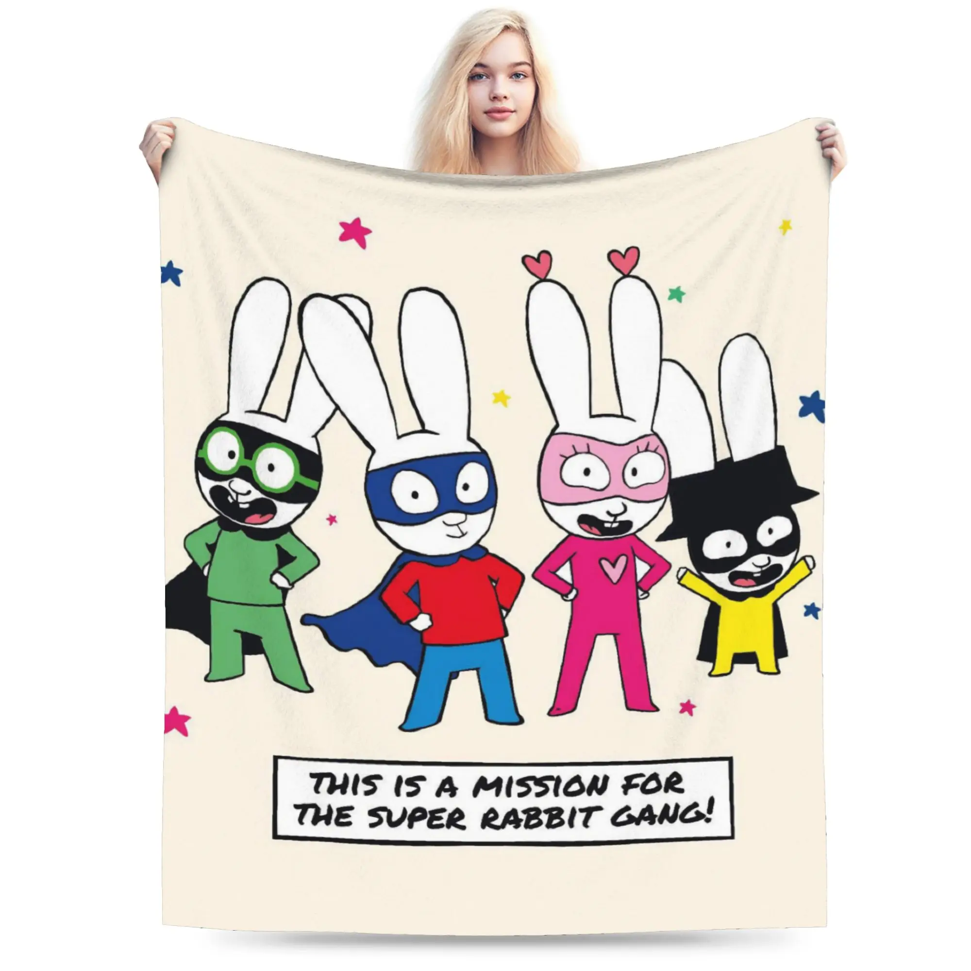 Simon Super Rabbit Printed Blanket For Men Women Super Soft Warm  Throw Blankets for Couch 50x60 Inches Multi-size
