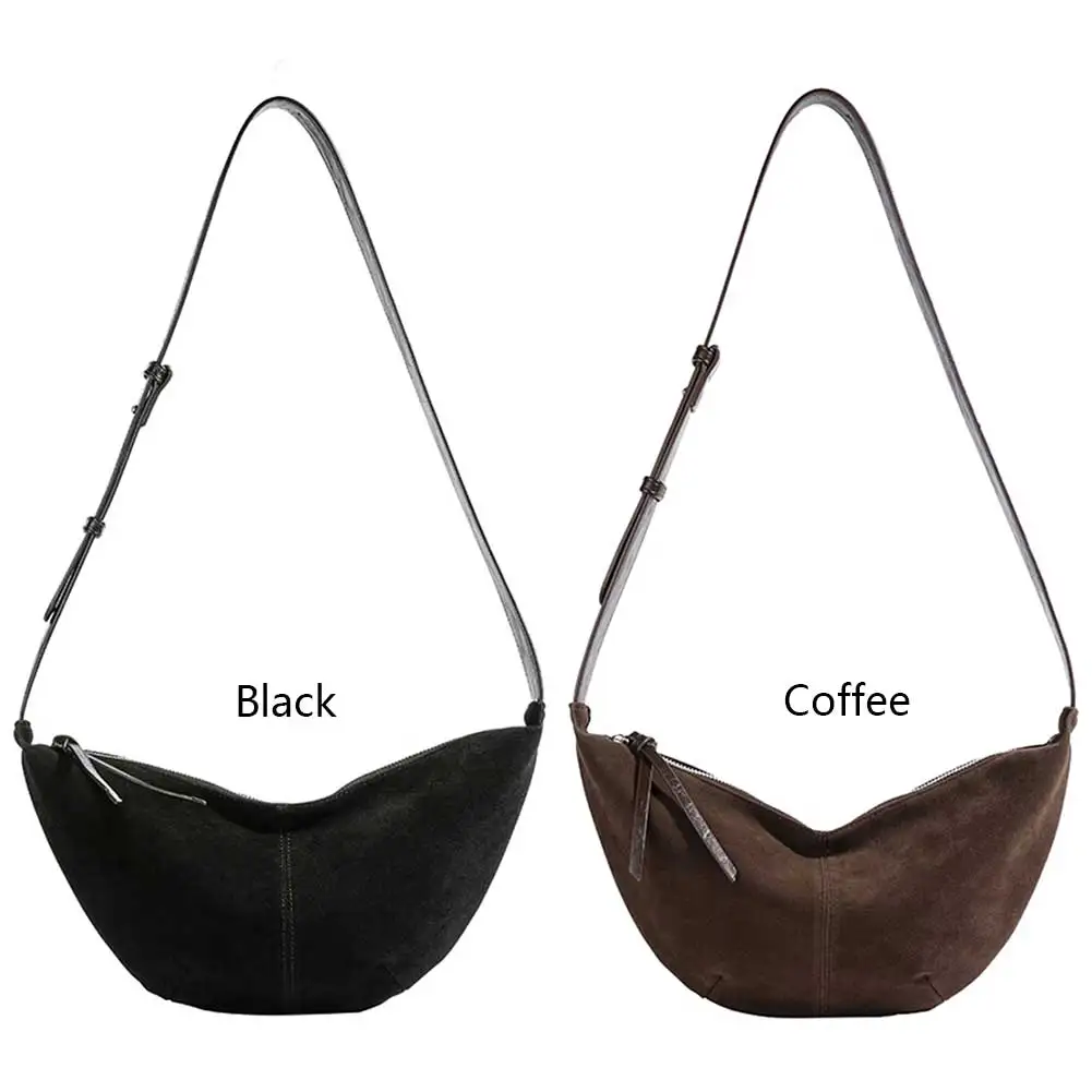 

Сумка в форме полумесяца для женщин и мужчин, сумка через плечо с регулируемым ремешком, замшевая однотонная сумка-хобо, сумка для пельменей для работы, путешествий