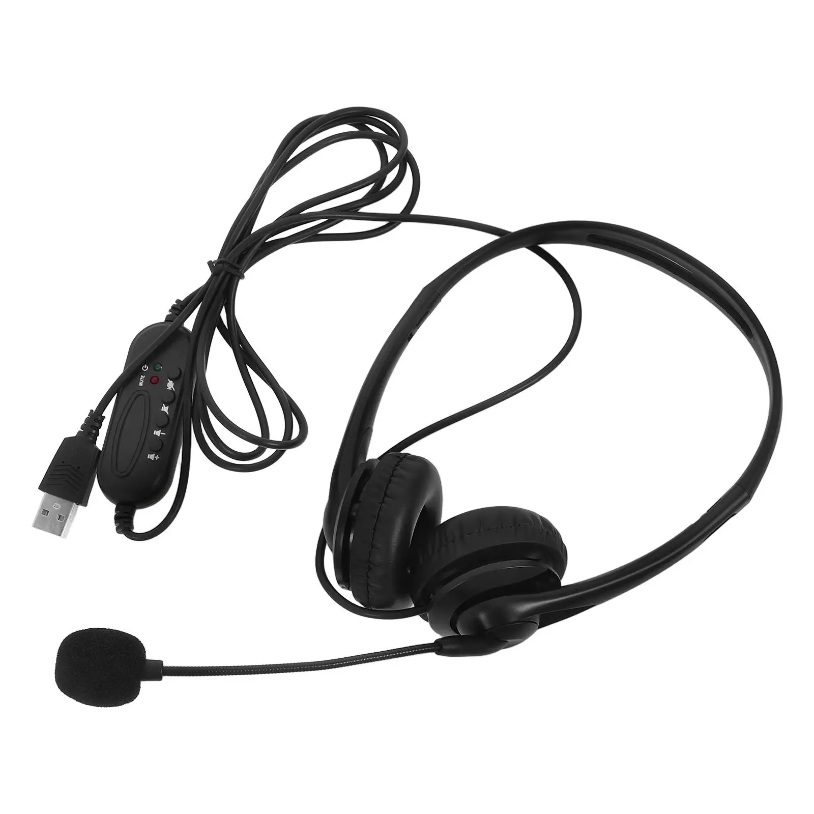 

Noise Canceling Headphones ABS Sponge PU Wired Mic CVC6.0 Clear Call Comfortable Earmuffs Long Use Computer Headset Volume