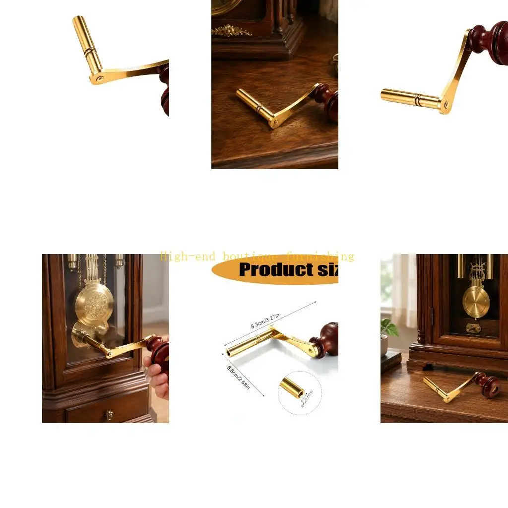 L9NB Manual Clock Winding with 4 mm Inner Diameter, Metal Winding Tool with Wooden Grip for Mechanical Clock Service and