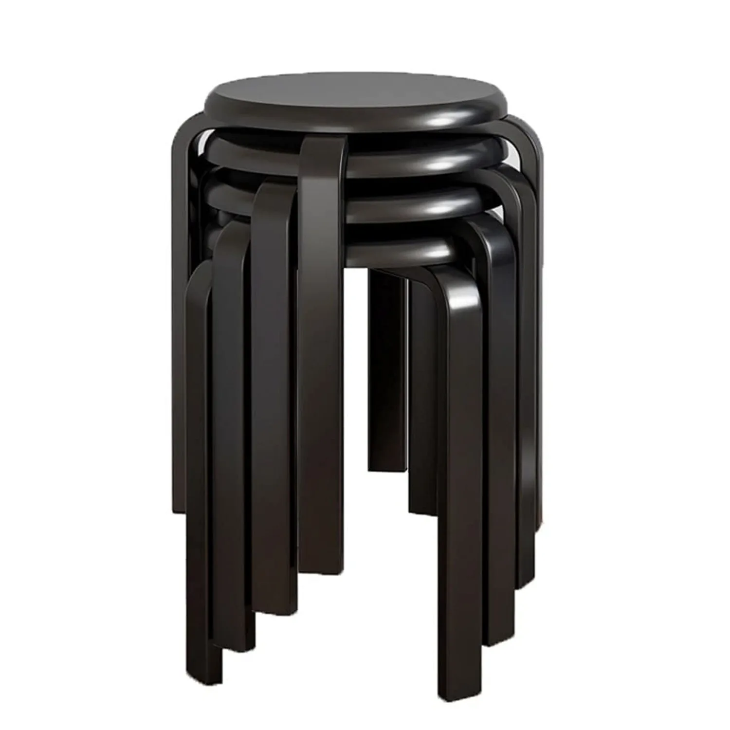 Minimalist Fashion Creative 4 Pack Stackable Dining Stool Chair Solid Wood Stool Low Stool Small Bench for