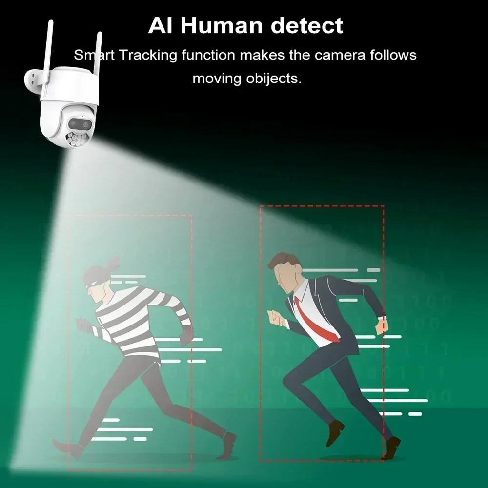 كاميرا IP 4MP 4K عدسة مزدوجة 8X تكبير هجين في الهواء الطلق AI كشف الإنسان 2-Way الصوت CCTV مراقبة الفيديو كاميرات واي فاي PTZ #4