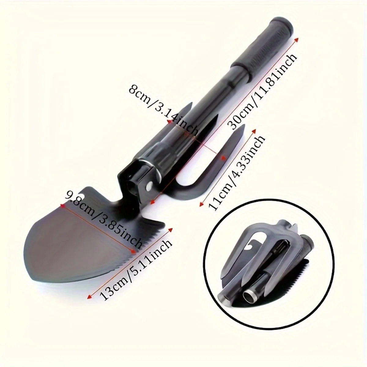 Folding Entrenching Shovel, Multi-Functional Portable Self-Defense Vehicle-Mounted Entrenching Shovel, Camping Folding Shovel