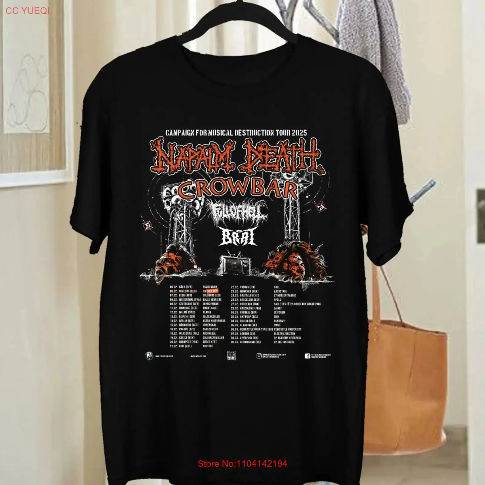 NAPALM DEATH Campaign For Musical Destruction Tour 2025 T Shirt Size S 5XL vintage Washed Breathable Unisex homme