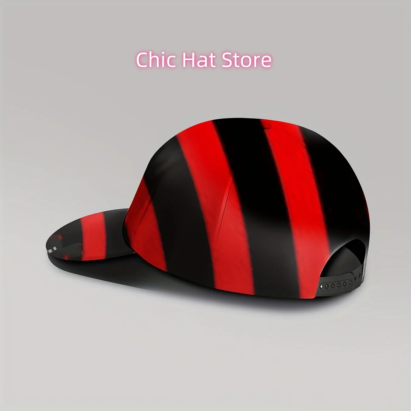 1pc, Abstract Striped Cap, Red And Black, Unisex, Casual Wear, Outdoor Use, Adjustable, Sun Shielding, Breathable, Fashionable f