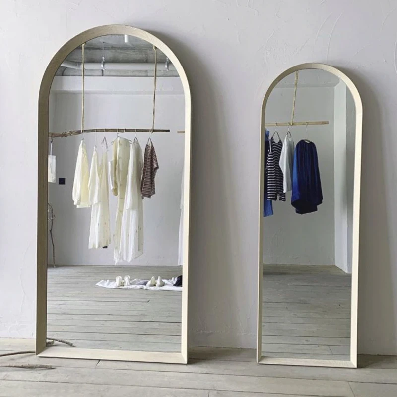 Customized cloakroom full body mirror, floor mirror, in silent design, arch shaped dressing mirror, light and luxurious