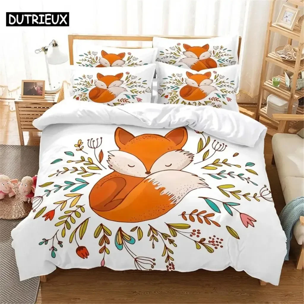 

3D Fox Bedding Set Queen Bedding Duvet Cover Set Bedding Set Bed Cover Cotton Queen Bedroom Bed Cover