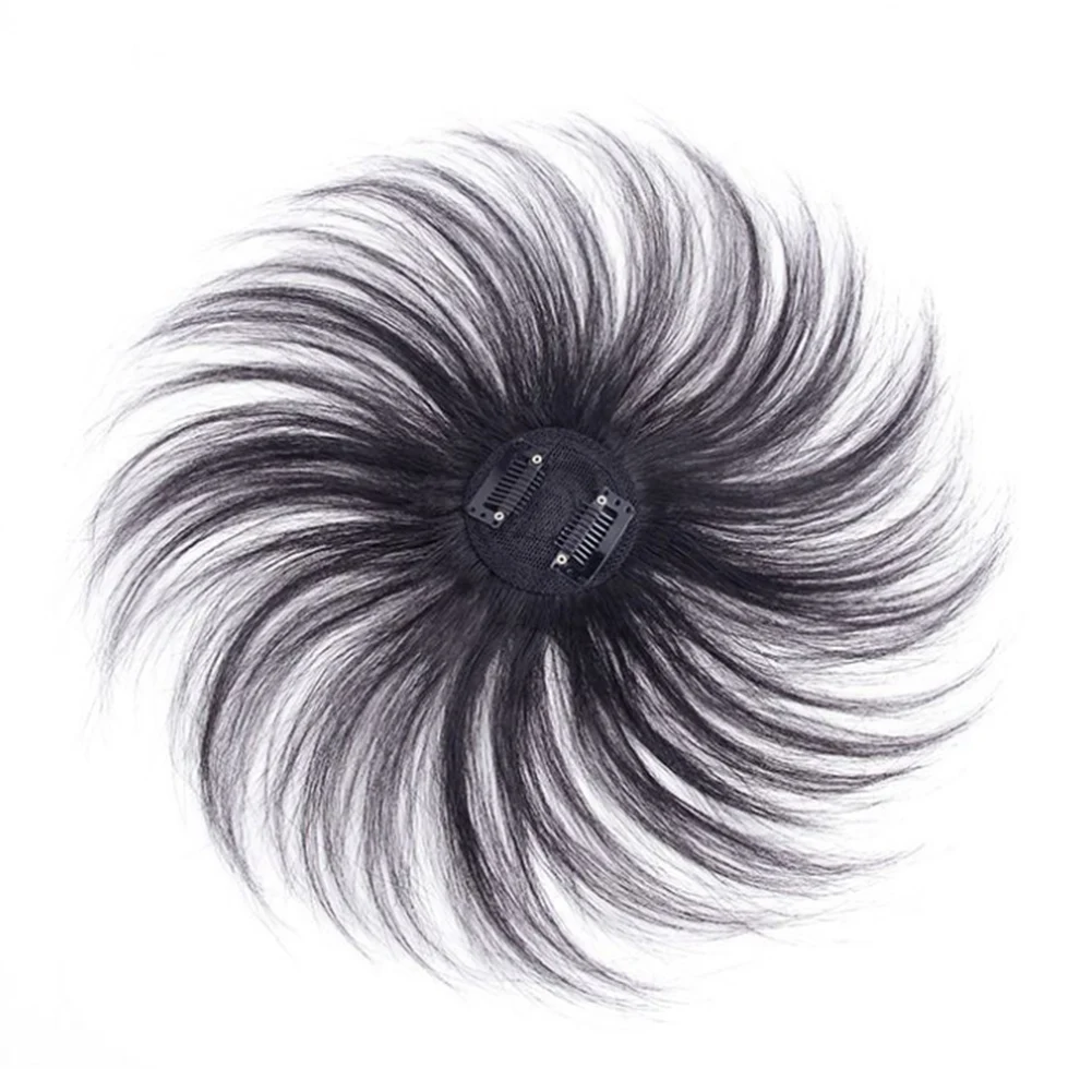 Human Hair Topper Wig with Bangs Increase the Amount of Hair on the Top of the Head to Cover the White Hair Hairpiece A