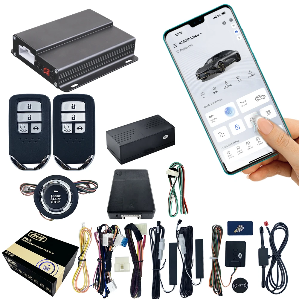 OVI 9100 Universal SmartPhone Starter Digital Key Via Mobile App Car Alarm Anti-Theft Passive Keyless Entry Remote Starter Car