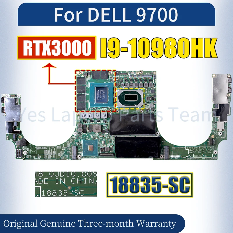 

18835-SC для DELL 9700 материнская плата для ноутбука CN-JD1A18 JD1A18 QTJ1 I9-10980HK RTX3000-A1 Материнская плата для ноутбука