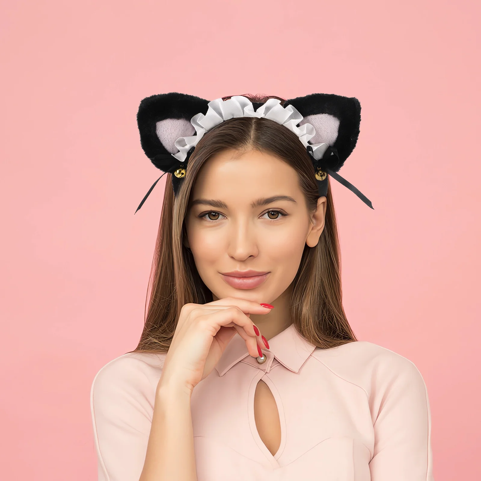 

Lace Cat Ear Headband Bowknot Soft For Cosplay Parties Lolita Fashion Accessories Maid Costume Headpiece Animal Ear