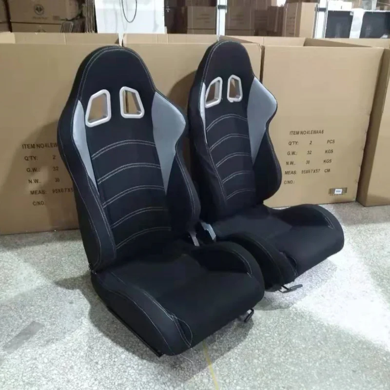 

Модифицированный автомобильный регулятор угла, одинарная направляющая, серая, черная ткань, прошитая белой нитью, гоночное сиденье из ПВХ