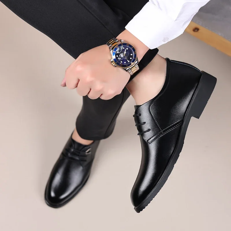 High Quality Leather Men Casual Shoes Breathable formal Mens Dress Shoes Italian Luxury Brand Lace-Up Non-slip Men Driving Shoes