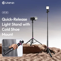 Ulanzi MT-89 2M Quick-Release Light Stand with Cold Shoe Mount 8-Section Extend for Action Camera Phone Clamp Photograph Tripod