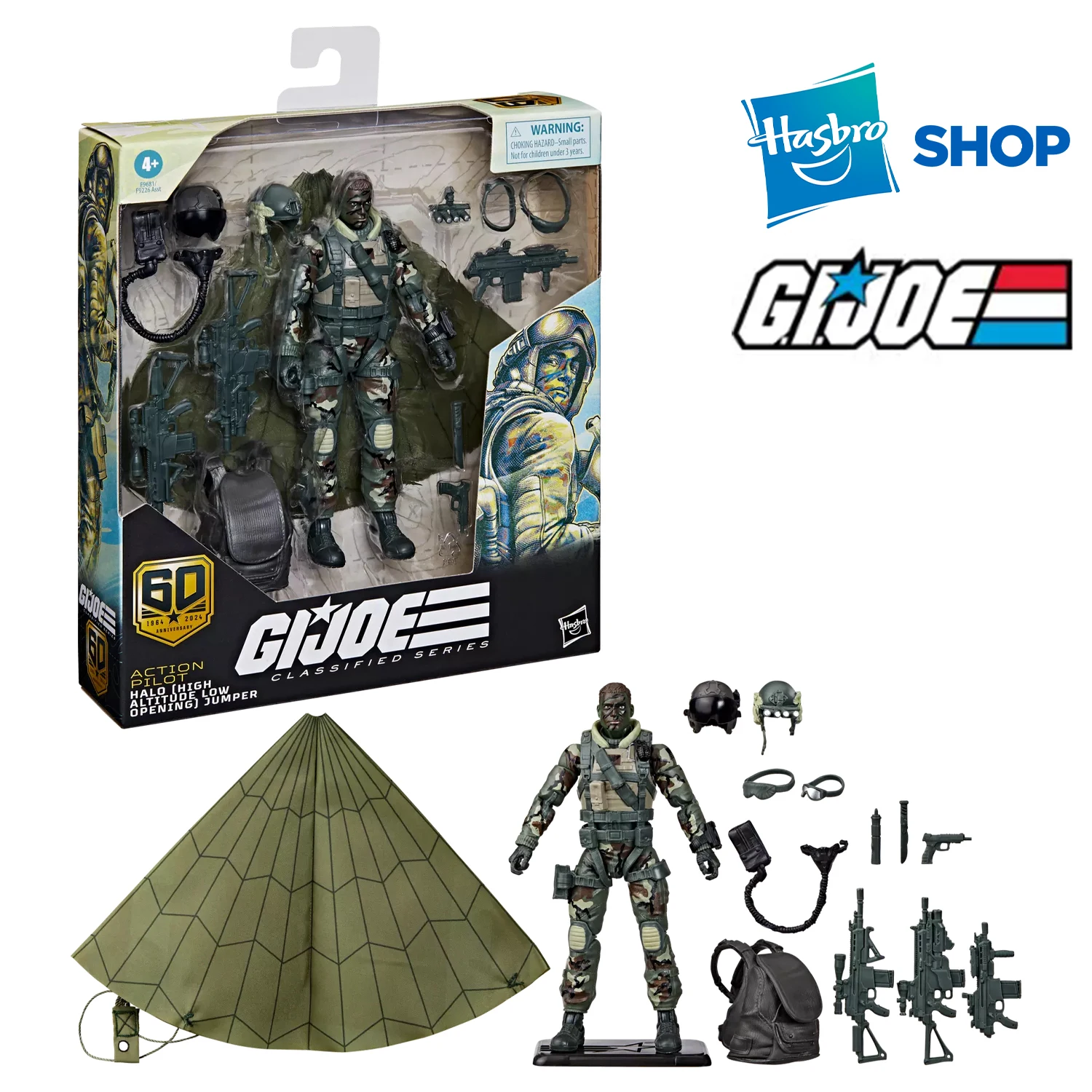 

Hasbro G.I. Joe Classified Series 60th Anniversary Action Pilot - HALO (High Altitude Low Opening) Jumper Figure ACTION FIGURES