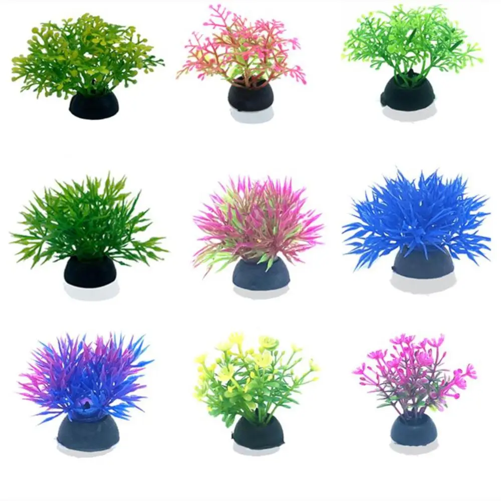 Plastic Artificial Aquarium Plant Low Grass Height Range 4-8cm Simulation Water Weeds Ornament Mini Aquarium Decoration