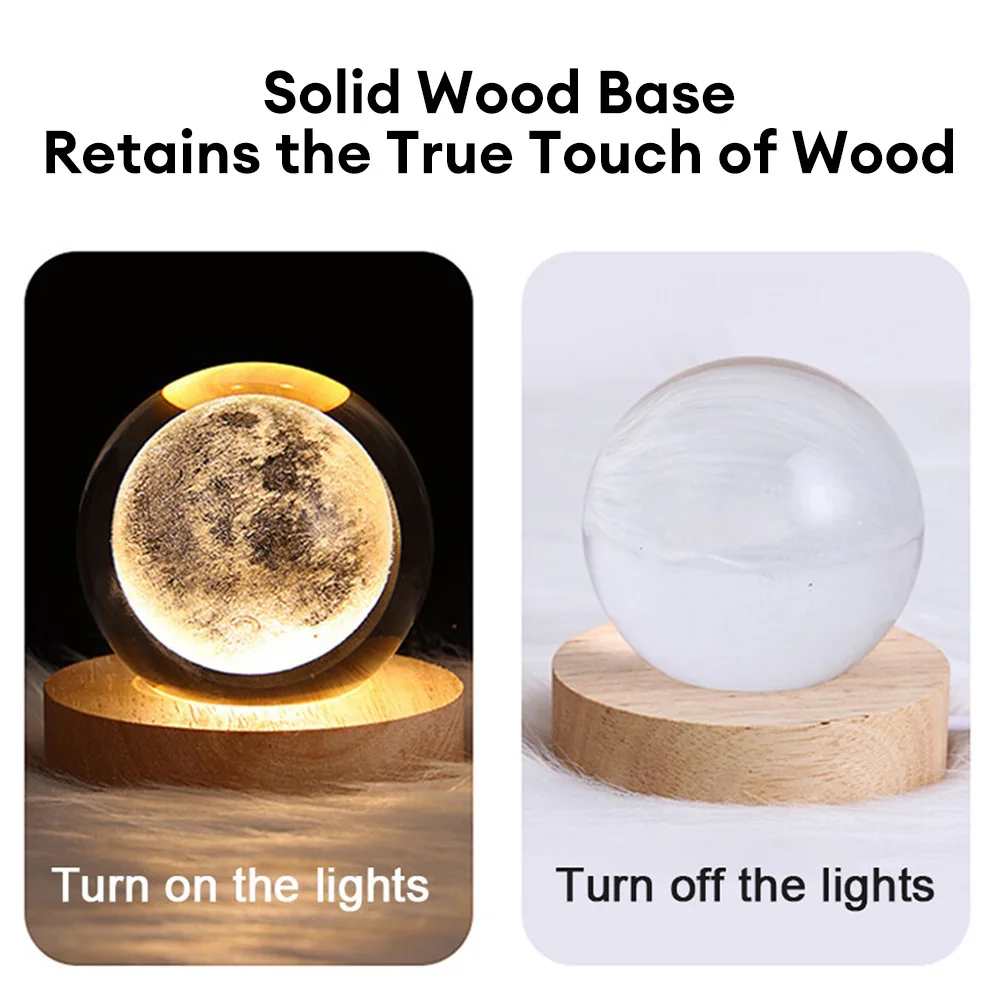 USB LED Night Light Galaxy Crystal Ball 3D Planet Moon Lamp Bedroom Home Decor Table Lamp for Kids Party Children Birthday Gifts