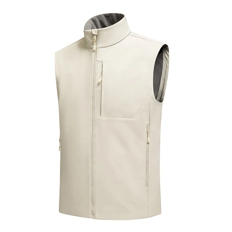 New sporty casual softshell vest, breathable, wear-resistant, multi-pocket cardigan