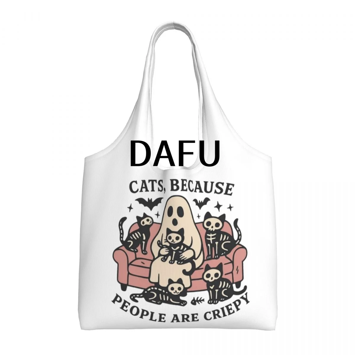 

Creepy Cats And Ghostly Tales Large Capacity Canvas Tote Bag Single Shoulder Commute Bag For Women Eco-Friendly Shopping Bag