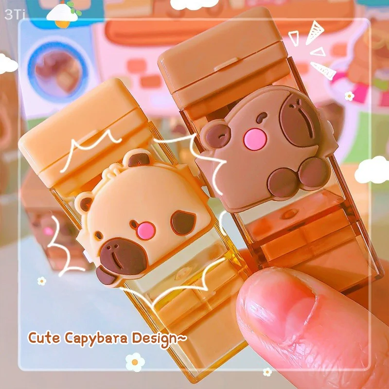 1 قطعة الكرتون لطيف كابيبارا براية أقلام مع ممحاة Kawaii براية أقلام اللوازم المكتبية القرطاسية الجمالية هدايا الاطفال