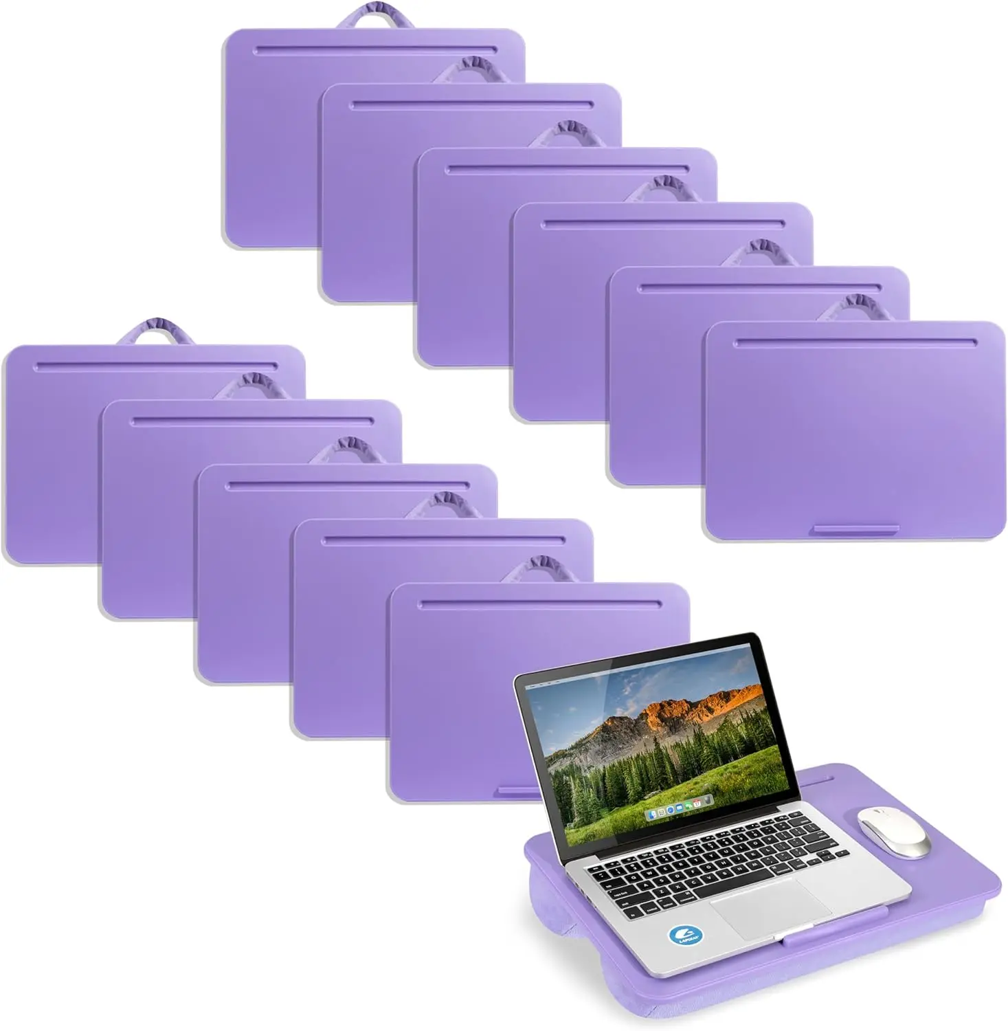 

Большой стол для ноутбуков диаметром 17,3 дюйма — с мягкой выставкой устройства, подносом для карандашей и ручкой — портативный и легкий фиолетовый цвет