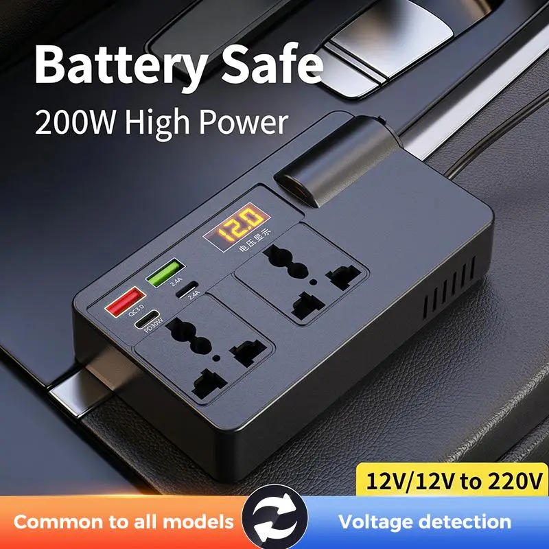 Car Power Inverter 12V 24V to AC 220V Reliable Cigarette Lighter Adapter with Overcharge Protection for Car