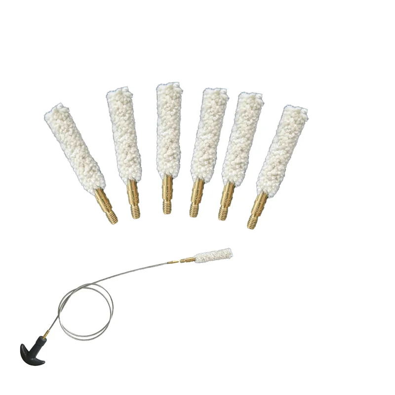 6ชิ้น.38 CAL BORE Mop Gun แปรงทำความสะอาดด้วย8-32เกลียวสำหรับทำความสะอาดปืนไรเฟิล38lr