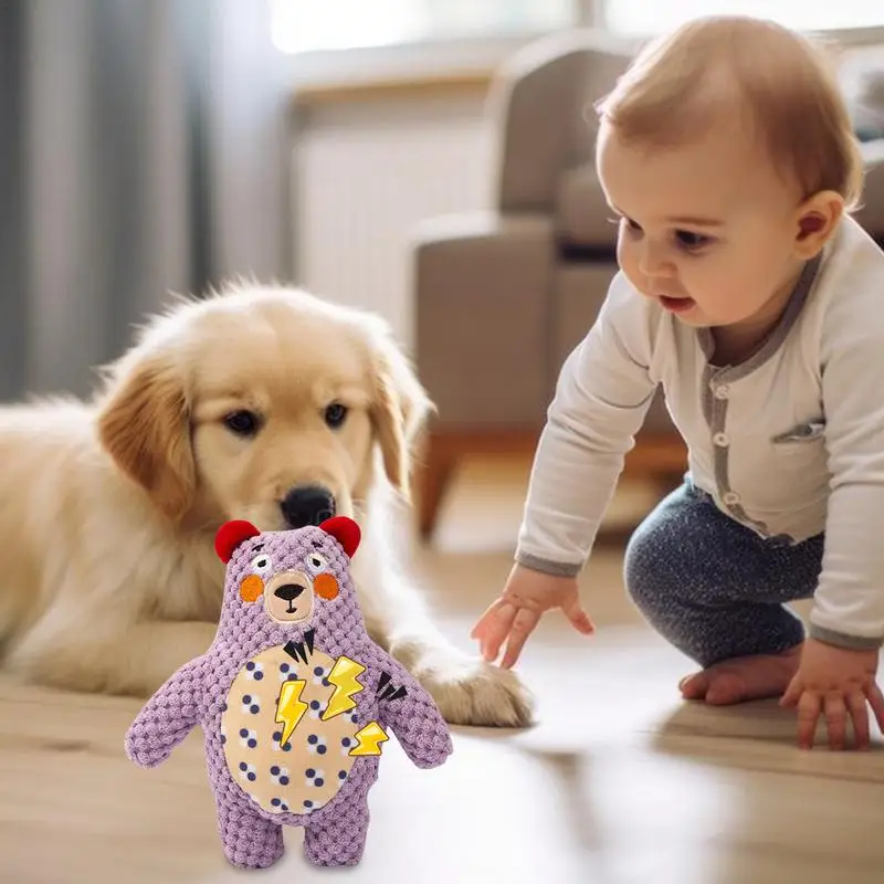 Mainan boneka anjing mainan tumbuh gigi anjing interaktif mainan mewah melengking kartun mainan kunyah mewah untuk binatang kecil anjing kucing