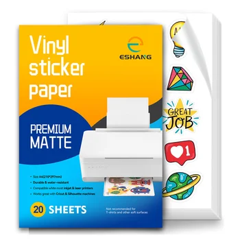 A4 Size Matte White Printable Vinyl Sticker Paper 8.3×11.7 inch Self-Adhesive Inkjet…