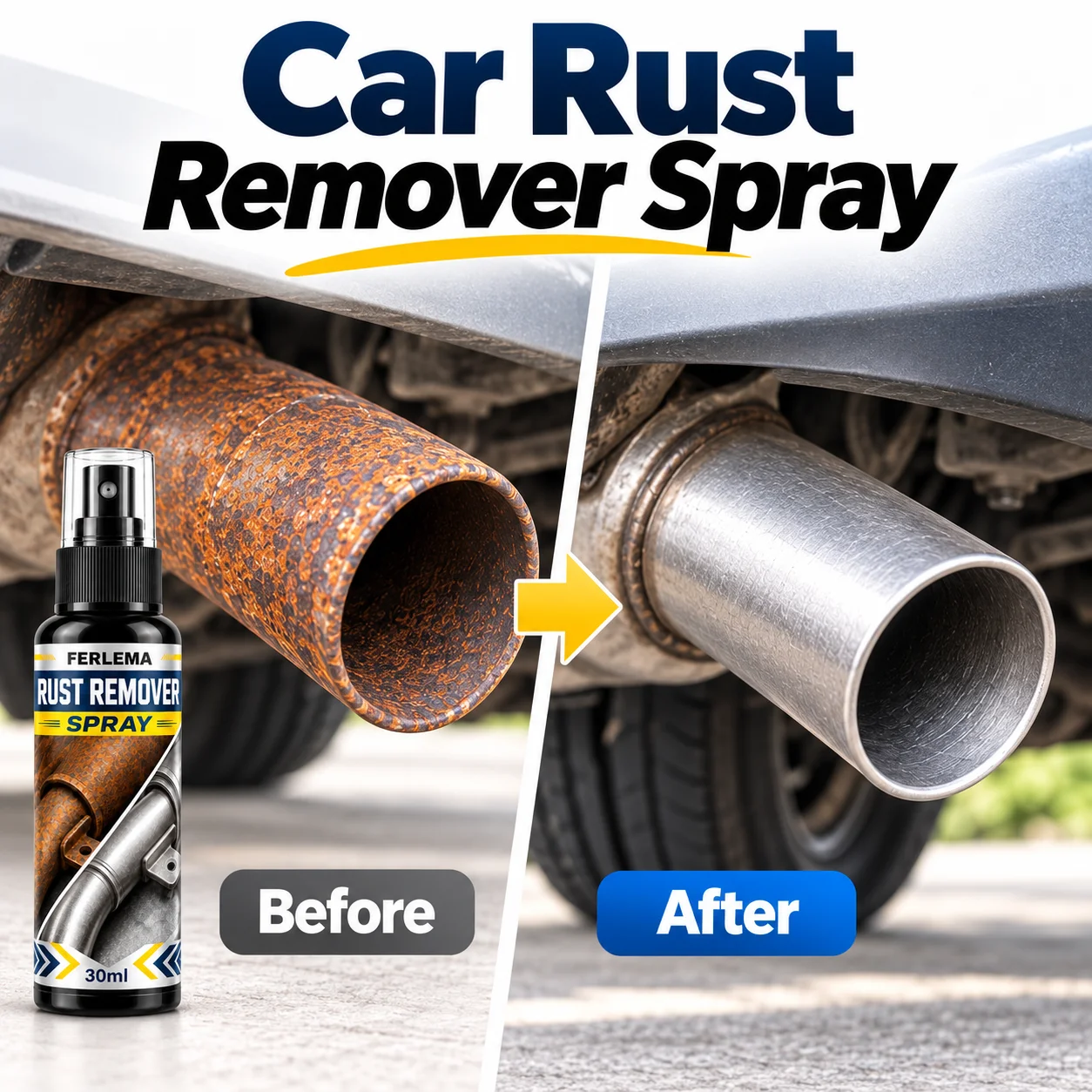 Car Rust Remover Spray Multi‑purpose Metal Derusting Cleaner for Auto Exhaust Pipe Wheel Hub Rust Removal Agent