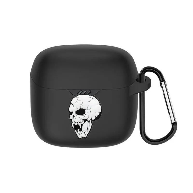Funda de auriculares negra creativa Diy para JBL Tune Flex / Flex 2 auriculares inalámbricos de silicona caja de carga cubierta protectora con gancho
