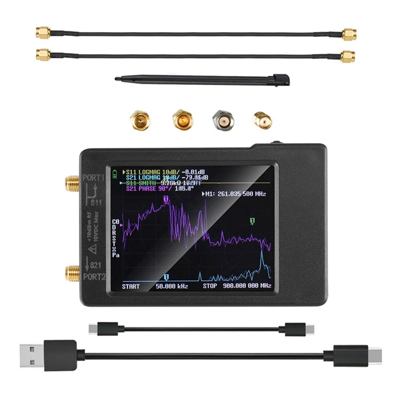 2.8 Inch Nanovna-H Vector Network Analyzer Black Network Analyzer Supports 50Khz -900Mhz HF VHF UHF Antenna Network Analyzer