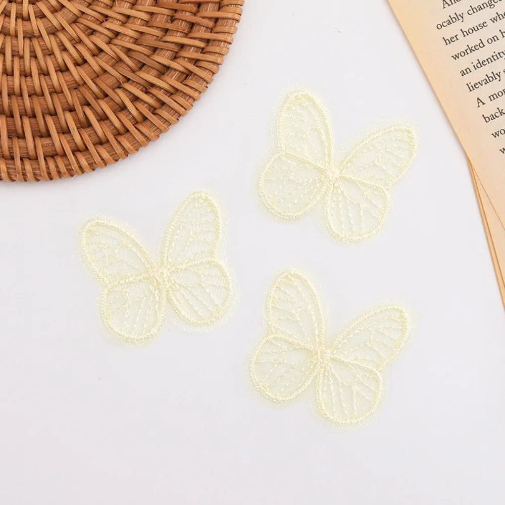 100 pçs 4.5cm bordado rendas borboleta apliques 3d sonhador simulação malha borboleta remendo diy artesanal chiffon borboleta
