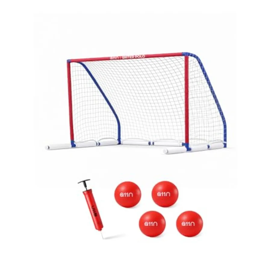 

Backyard pool water polo goal set: floating PVC net blue 4.7ft x 3.1ft with 4 durable balls for teens and adults