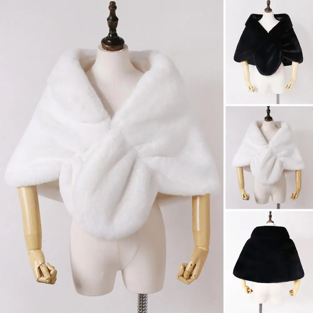 

Women Faux Fur Shawl Luxurious Faux Fur Winter Shawl for Women Elegant V Neck Short Coat for Prom Cocktail Party Celebrity