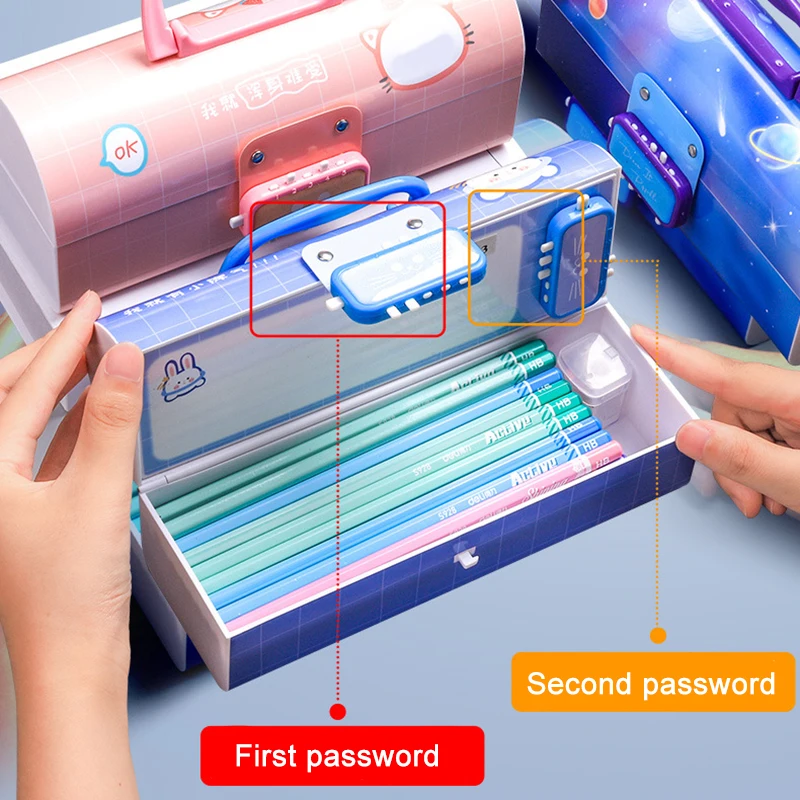 Pencil Case Password Multifunctional Waterproof and Stain Resistant for Kindergarten Pupils EM88