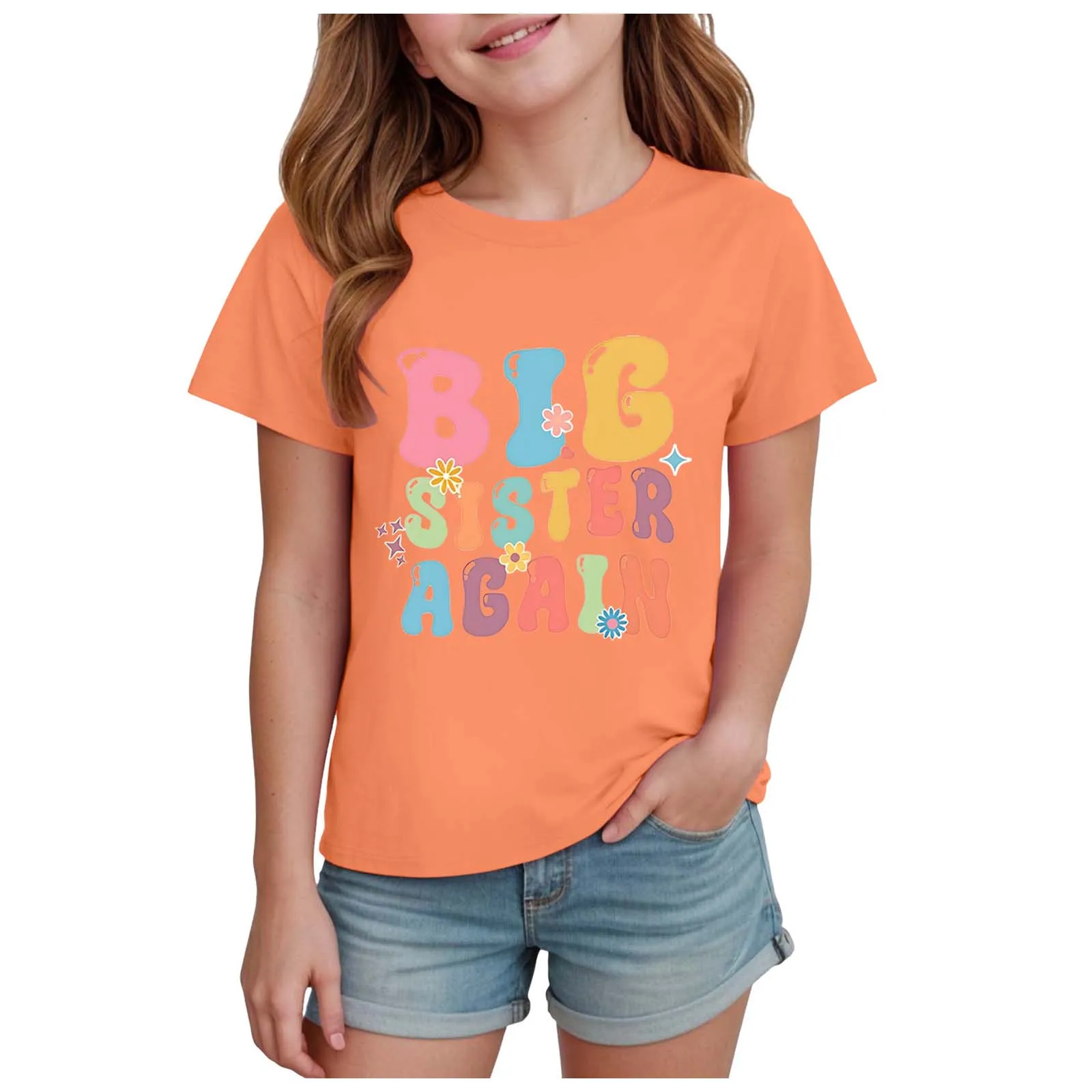

High Necked Shirts for Girl Girls Comfortable Breathable Short Sleeve Children Cute T Shirt Printing School Tops for Girls