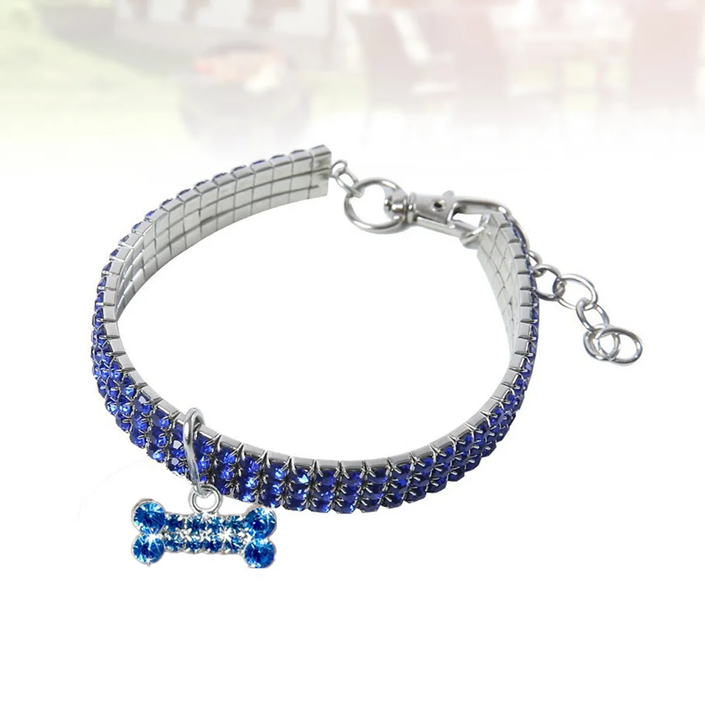 

1Pcs Rhinestone Pet Collar Pink Size L Creative Elastic Cat Dog Neck Chain Charm Elegant Unique Design Rhinestone Dog Collar