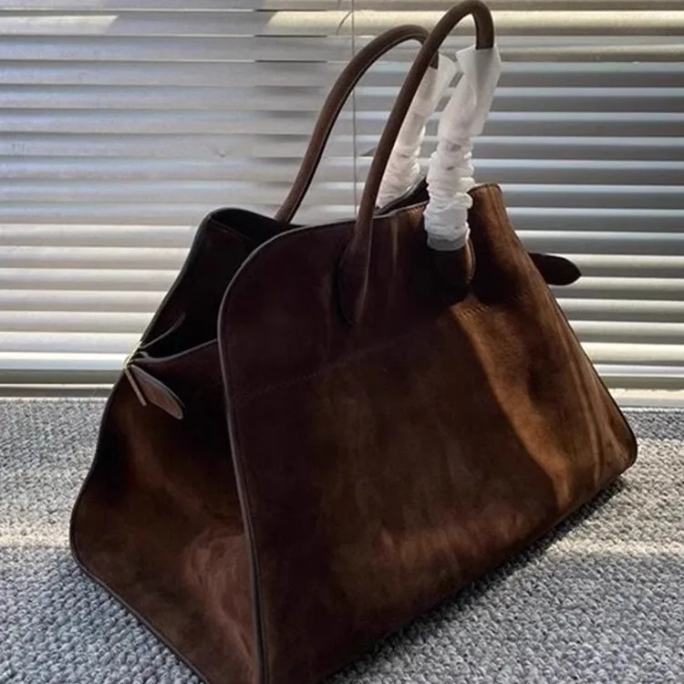 Bolso de mano de gamuza de lujo para mujer, bolso de hombro de gran capacidad de cuero suave, elegante bolso de viaje de nicho