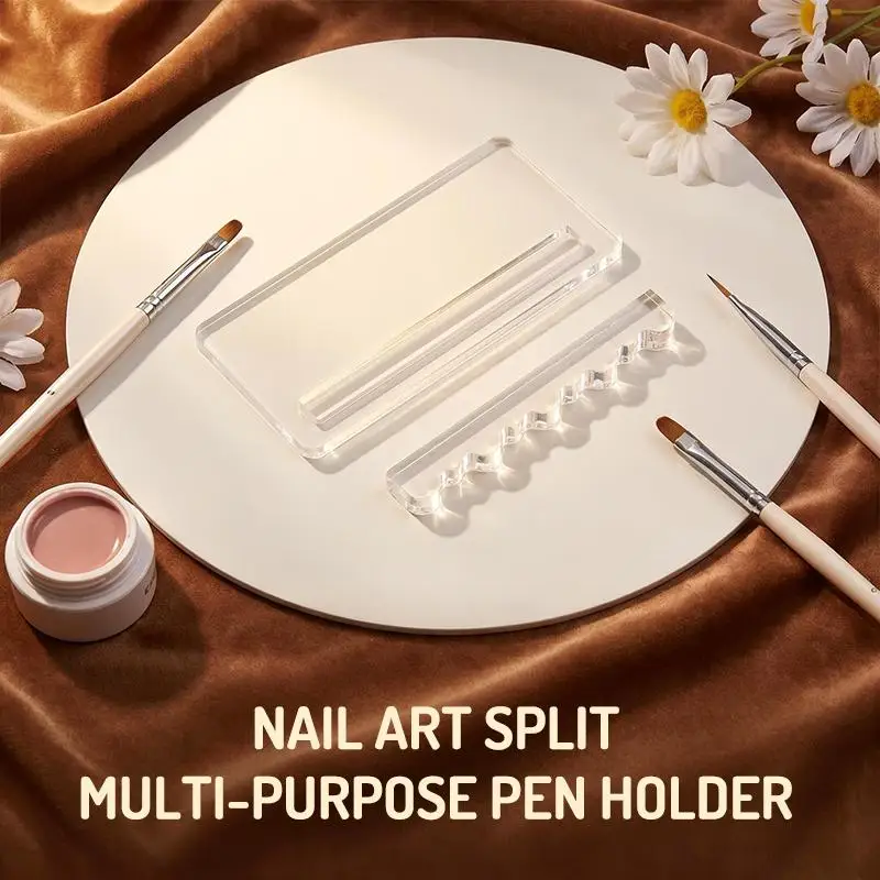 #Reusable Nail Art Palette With Nail Art Pen Holder Brush Holder Sleek Organizer For Quick Color Mixing And Pen Storage Display