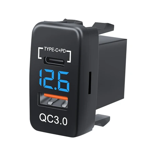 Imagen 1 del producto Cargador de coche USB C PD QC3.0, enchufe de cargador de coche USB Dual, adaptador de corriente de carga de teléfono de 12V y 24V para motocicleta Toyota, barco, Marina, ATV
