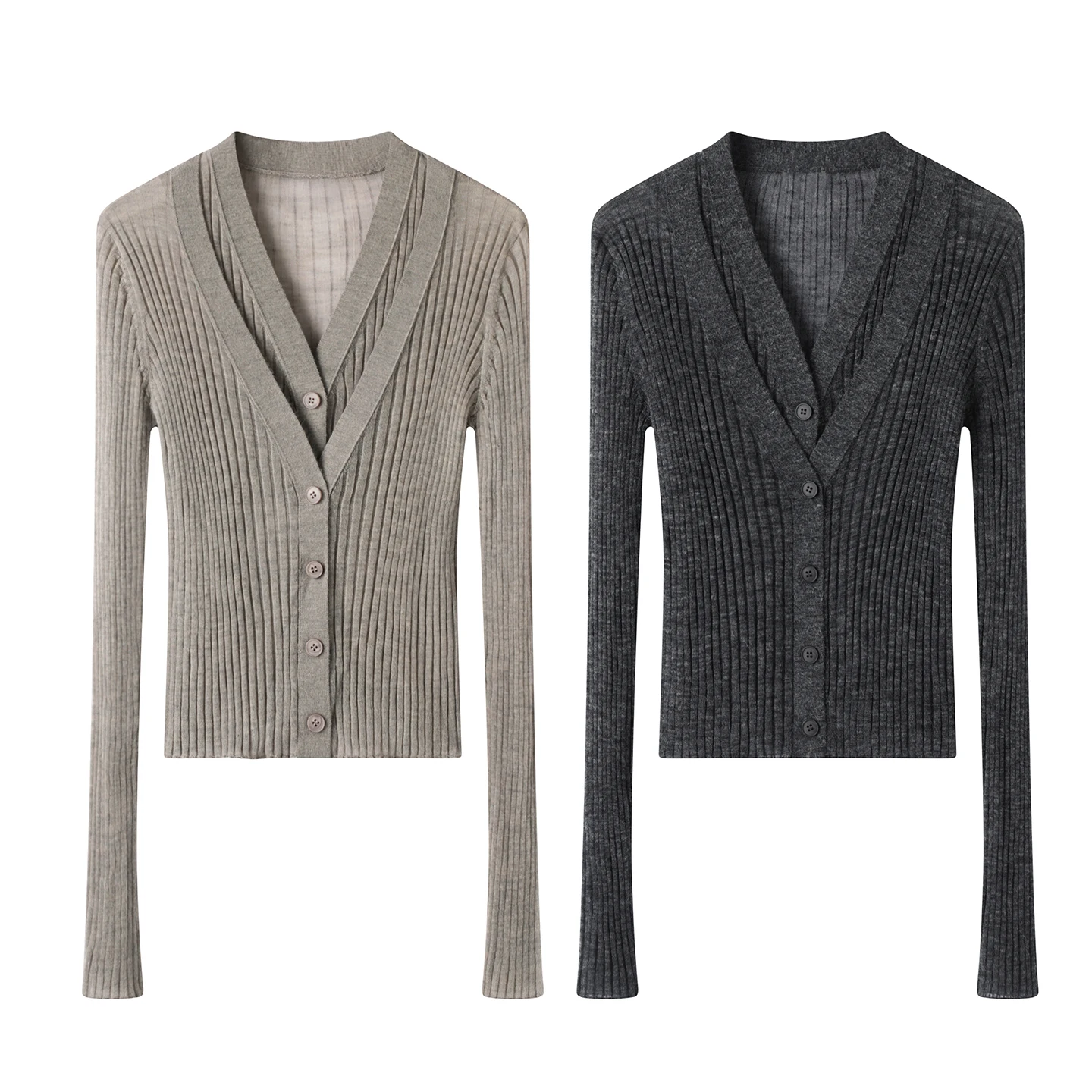 

Faionable Retro Double Layer V-Ne Knitted Sweater Open Cardigan Slimming Top for Women Autumn 2025 CWJ Brand Ladies Premium