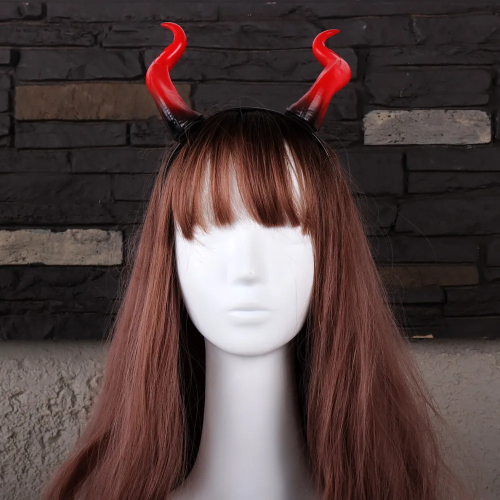 Black Queen Devil Horn Headpiece Cosplay Girls Boys Gothic Animal Headwear Halloween Carnival Party Purim Costume Props Gifts