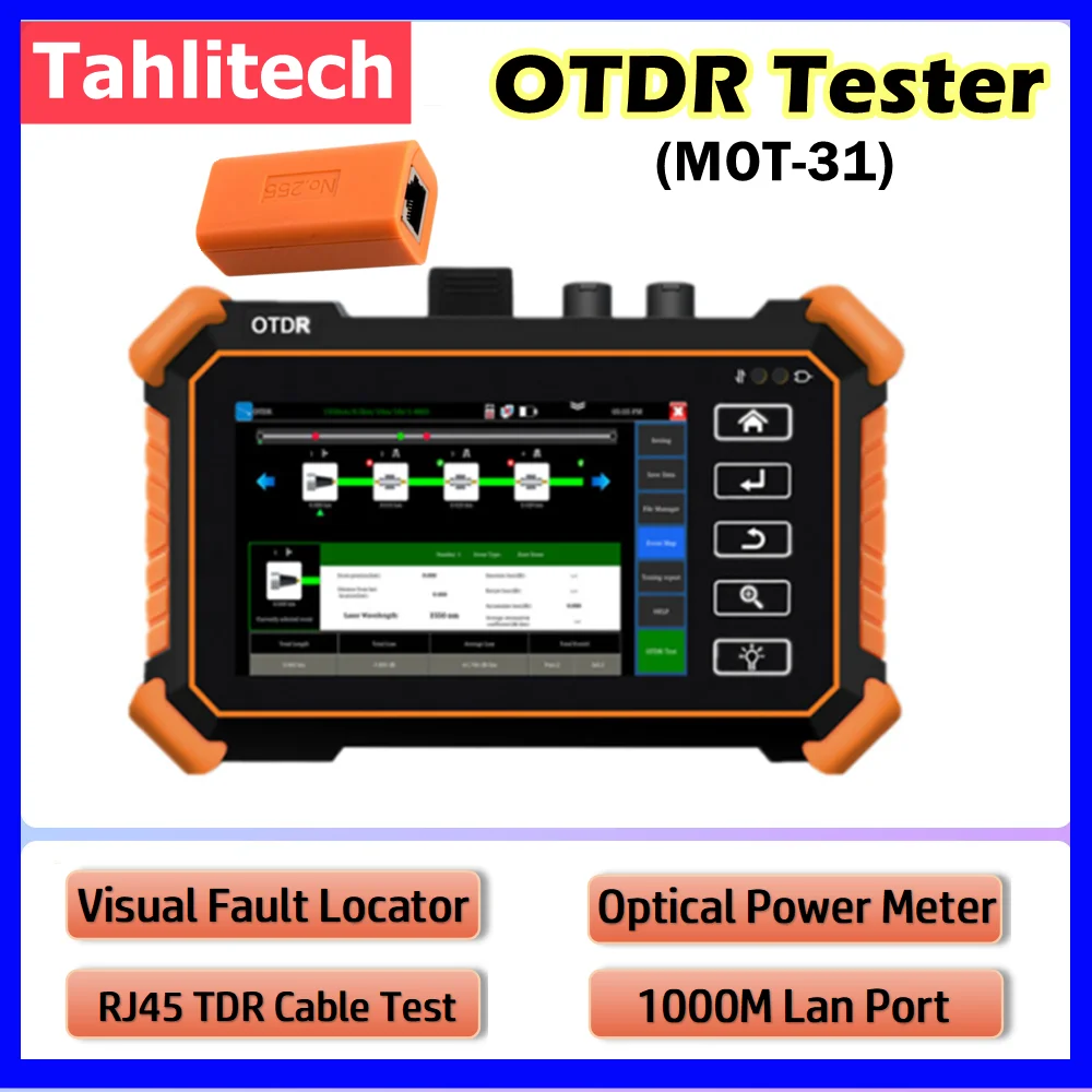 Full features OTDR Fiber Tester Optic Reflectometer MOT-31 1550nm 1310/1550nm 1610nm with OPM VFL LS UTP LAN Event Map